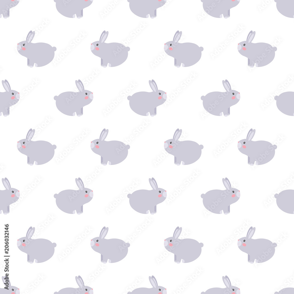 seamless cute baby bunny rabbit in hippie style pattern vector illustration.