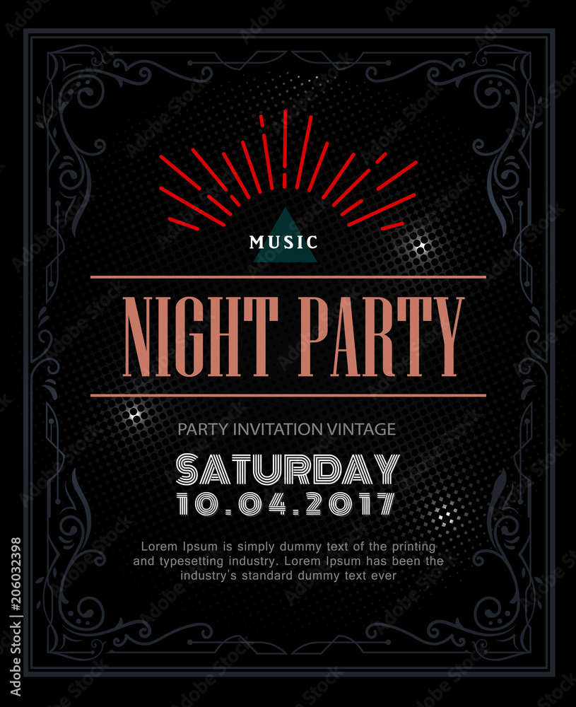 Party invitation vintage design background poster vector