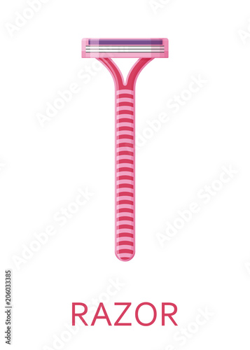 Female shaving razor isolated on white background. Vector illustration.