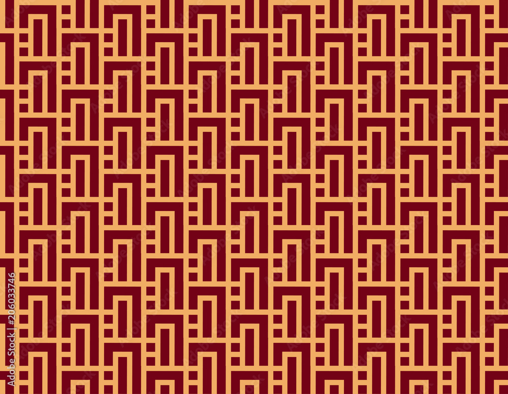 Seamless vector ornament. Modern stylish geometric linear pattern with golden color Seamless vector ornament. Modern stylish geometric linear pattern with golden color