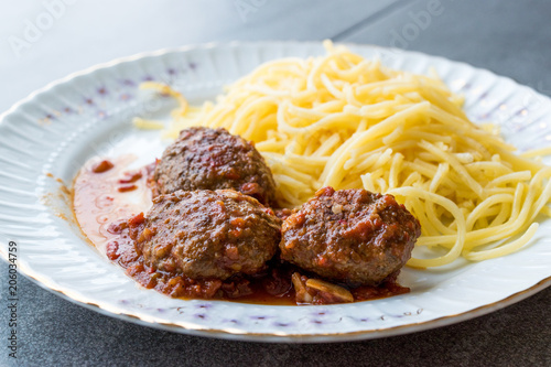 Spaghetti and Meatballs with Tomato Sauce.