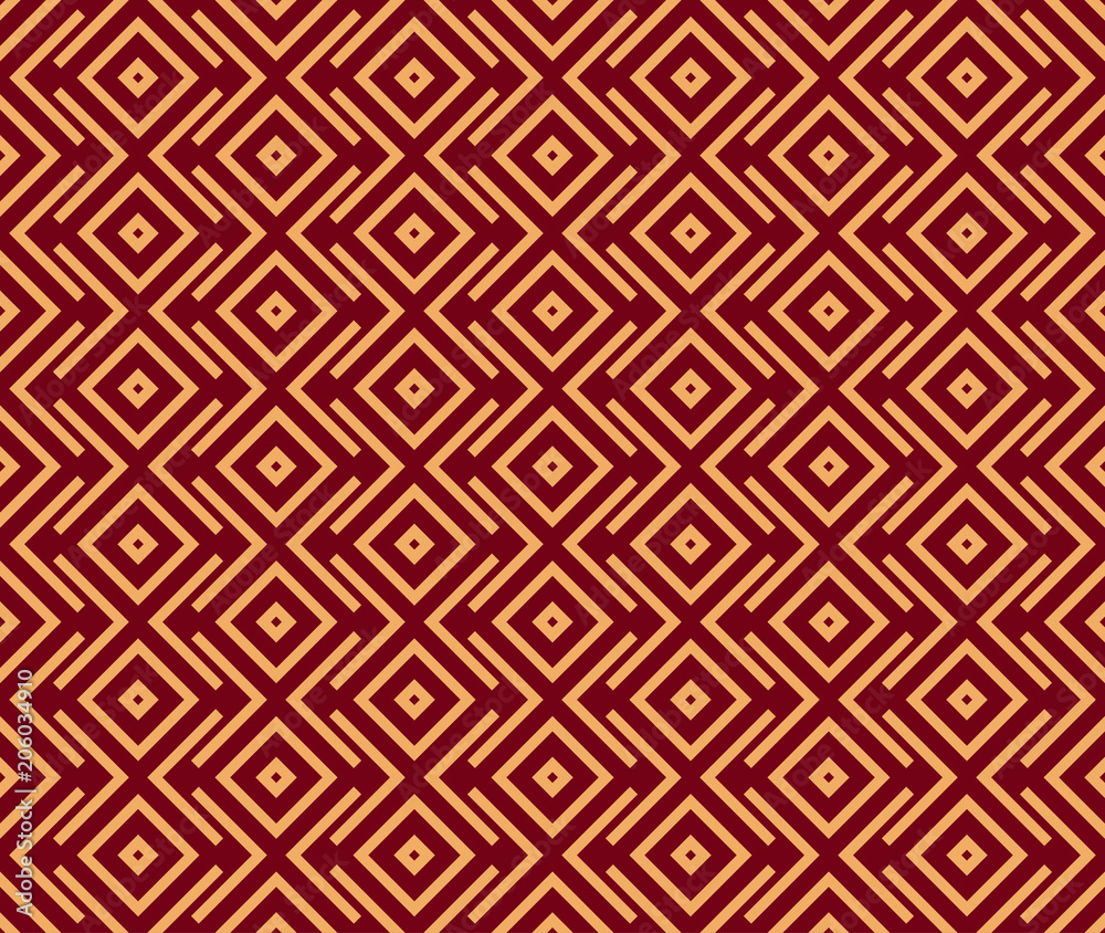 Seamless vector ornament. Modern stylish geometric linear pattern with golden color Seamless vector ornament. Modern stylish geometric linear pattern with golden color