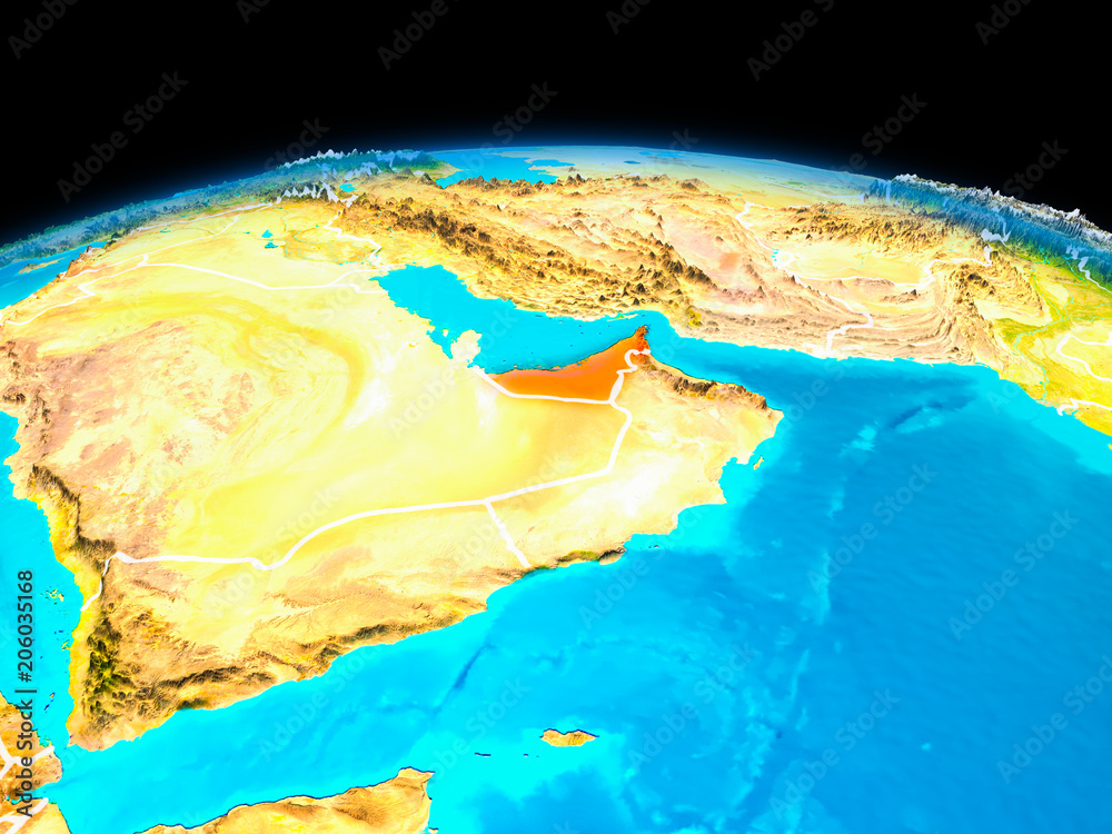United Arab Emirates in red