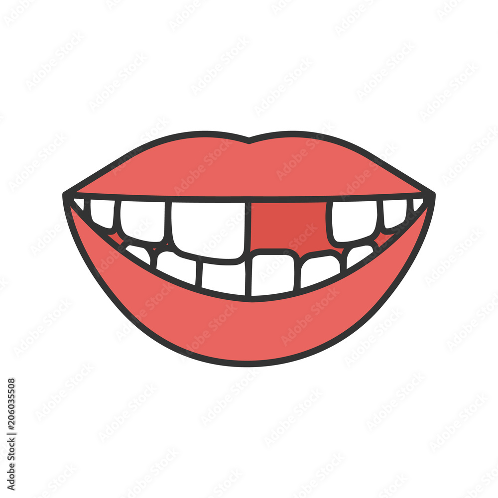 Smile with missing tooth color icon Smile with missing tooth color icon