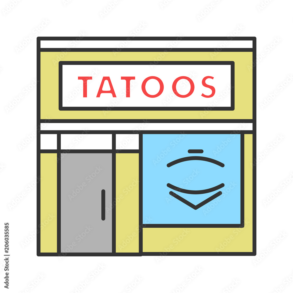 Tattoo studio facade color icon