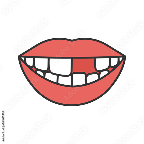 Smile with missing tooth color icon