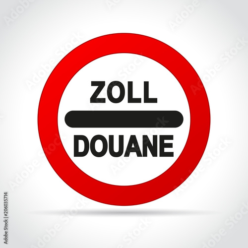 zoll douane sign on white background