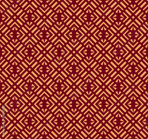 Seamless vector ornament. Modern stylish geometric linear pattern with golden color