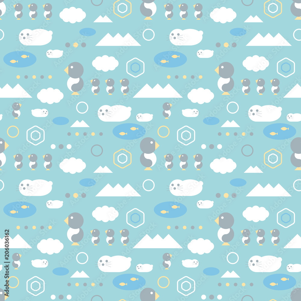 Obraz premium Antarctic background. Seamless pattern.Vector. 南極のパターン