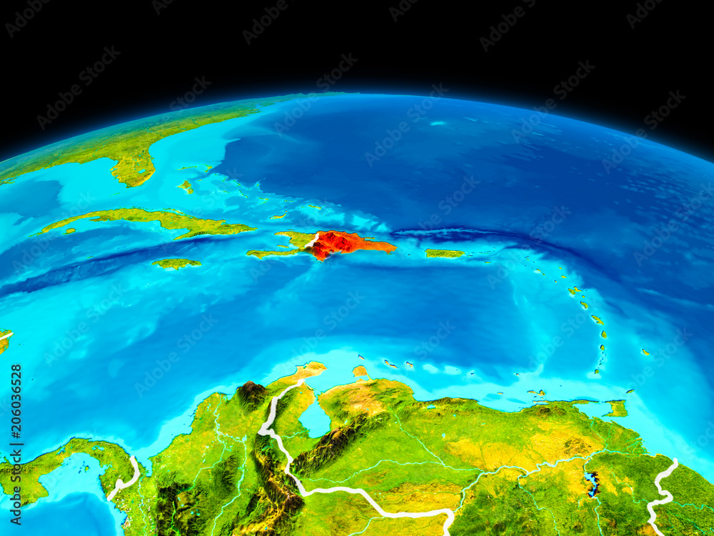 Dominican Republic in red