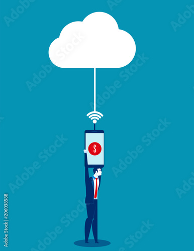 Businessman and online payment. Concept business technology vector illustration, Flat style, Business character design.