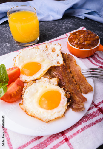 English breakfast - bacon, eggs