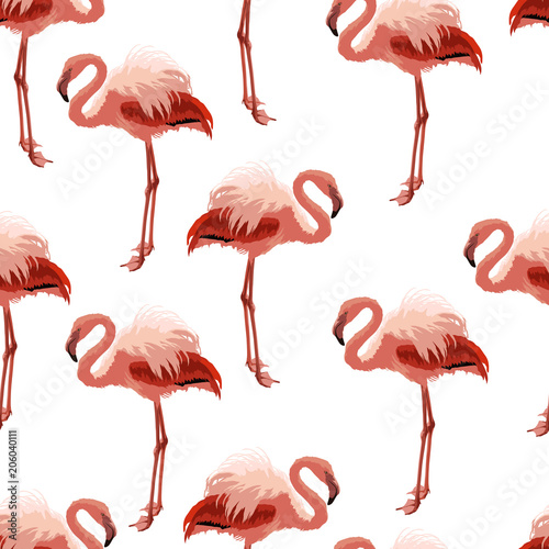 Seamless pattern with pink flamingo. © Jena_Velour