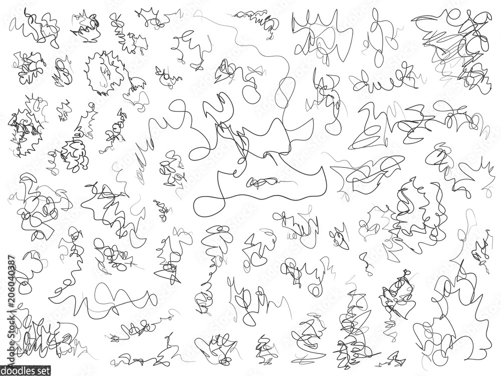 Doodles set scribble sketch hand drawn scrawl collection simple 1