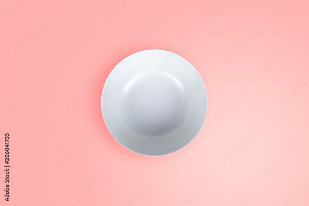 Empty White Plate on Pink Empty White Plate on Pink