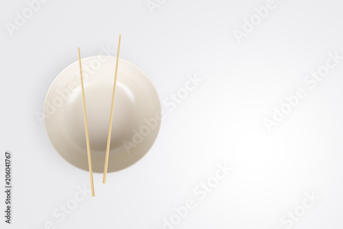 Empty White Plate with Chopsticks