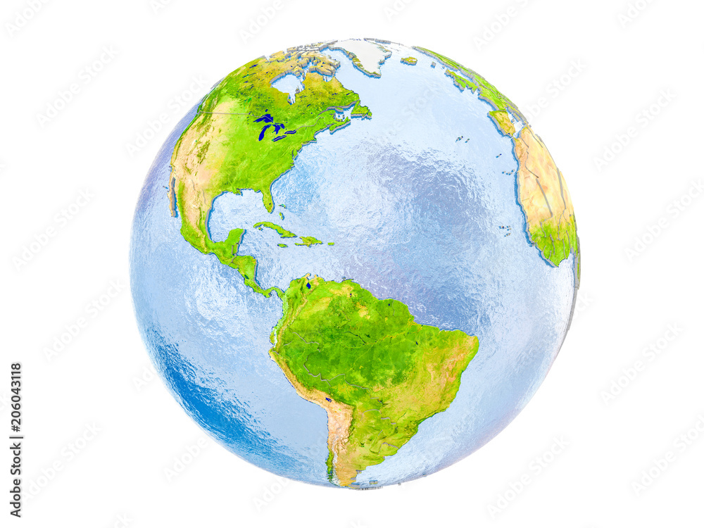 Caribbean on globe isolated Caribbean on globe isolated