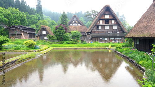 Shirakawa-go village in the rainy day