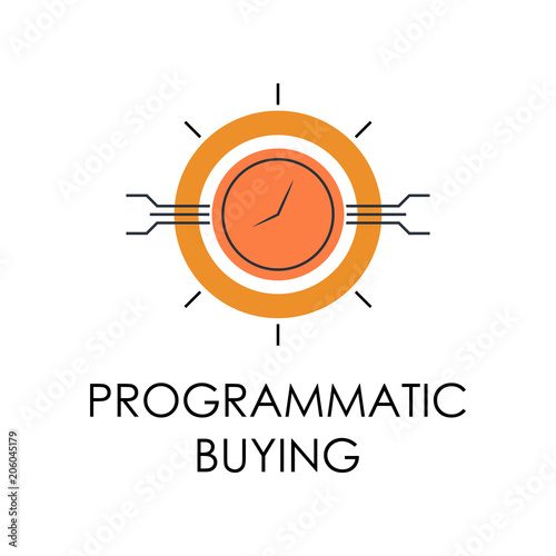 colored programmatic buying illustration. Element of marketing and business flat for mobile concept and web apps. Isolated programmatic buying flat can be used for web and mobile
