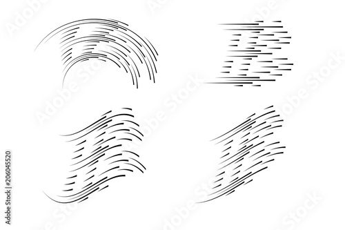 Isolated speed lines. The effect of movement to your design. Black lines on a transparent background.The flying particles.vector illustration.The movement forward