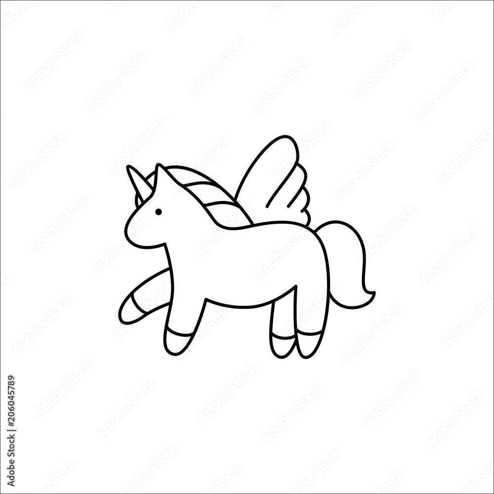 Unicorn. Vector illustration. line icon. Cute unicorn