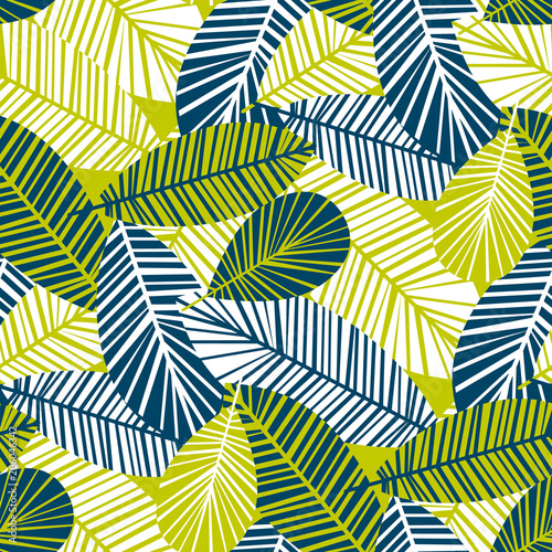 Vibrant cool leaves seamless pattern