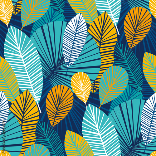 Vibrant cool leaves seamless pattern