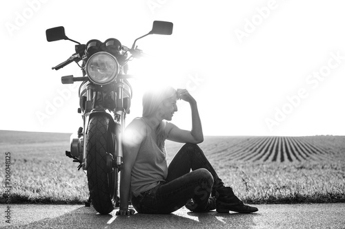 Woman and her motorbike