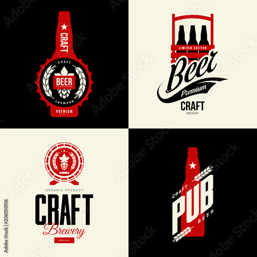 Modern craft beer drink vector isolated logo sign for bar, pub, brewery or brewhouse
