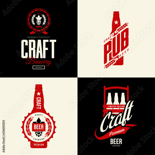 Modern craft beer drink vector isolated logo sign for bar, pub, brewery or brewhouse.