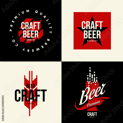 Modern craft beer drink vector isolated logo sign for bar, pub, brewery or brewhouse