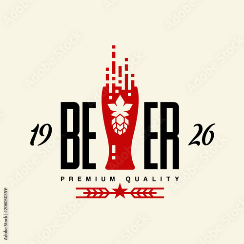 Modern craft beer drink vector logo sign for bar, pub or tavern, isolated on light background