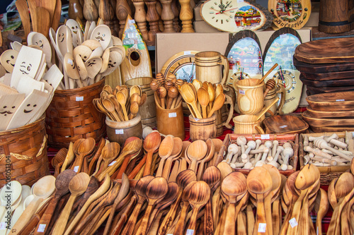 wooden utensils made by hands