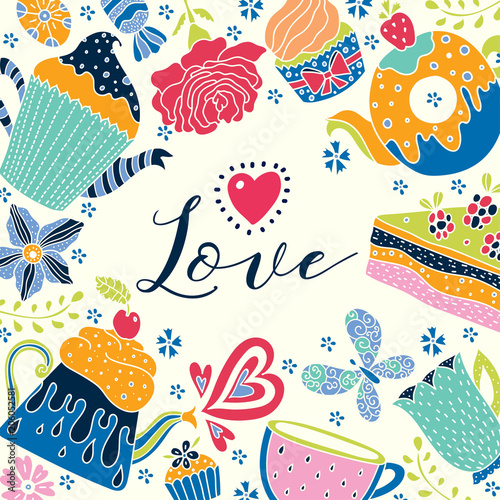 Tea time. Cute  postcard. Yummu!