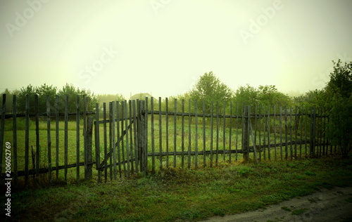 fence with a wicket on a country plot