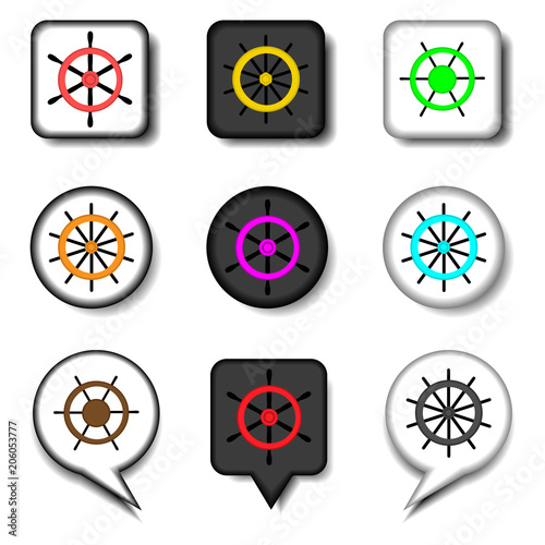 set symbols steering wheel from the ship for travel