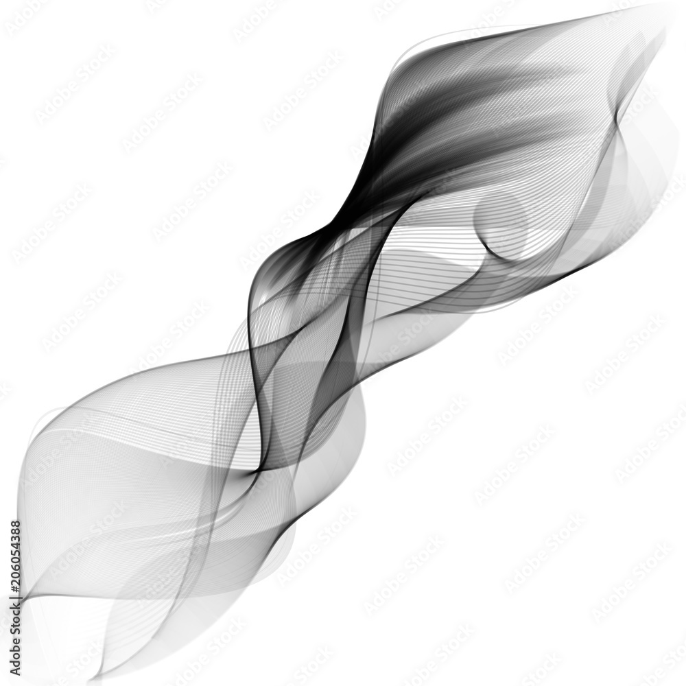 Abstract smooth gray wave vector. Curve flow grey motion illustration - obrazy, fototapety, plakaty 