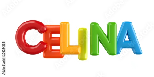 isolated colorfull 3d Kid Name balloon font Celina photo