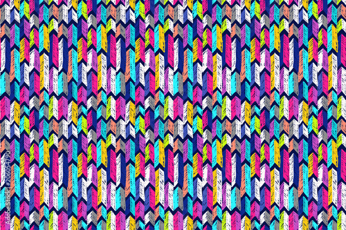 Fabric pattern. Tribal ornament. Ethnic style. Embroidery effect illustration. Mexican fabric. Brazilian textile. Vector pattern for fashion design, interior or printed products.