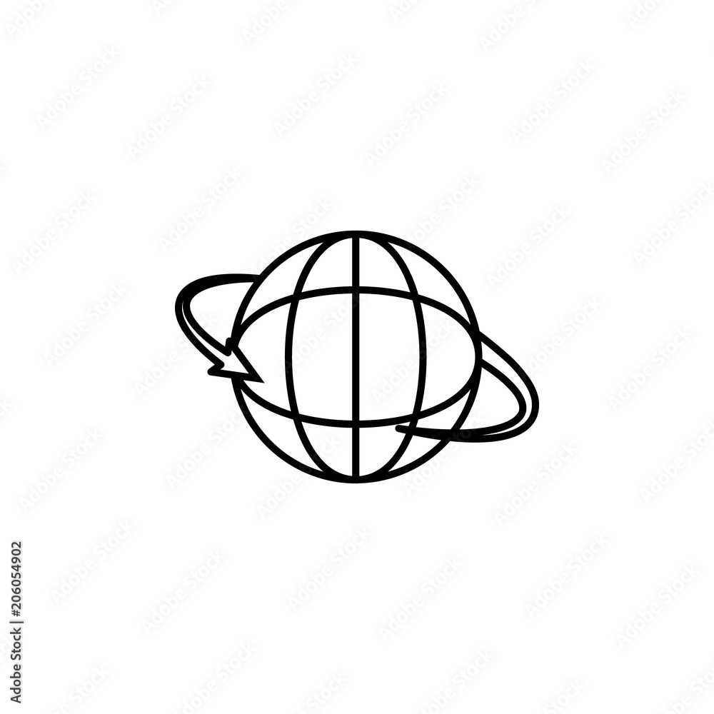 arrow globe icon. Element of mobile banking for smart concept and web apps. Thin line arrow globe icon can be used for web and mobile arrow globe icon. Element of mobile banking for smart concept and web apps. Thin line arrow globe icon can be used for web and mobile
