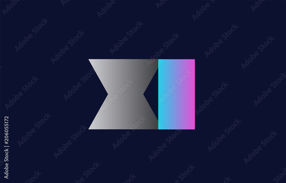 initial alphabet letter xi x i logo company icon design