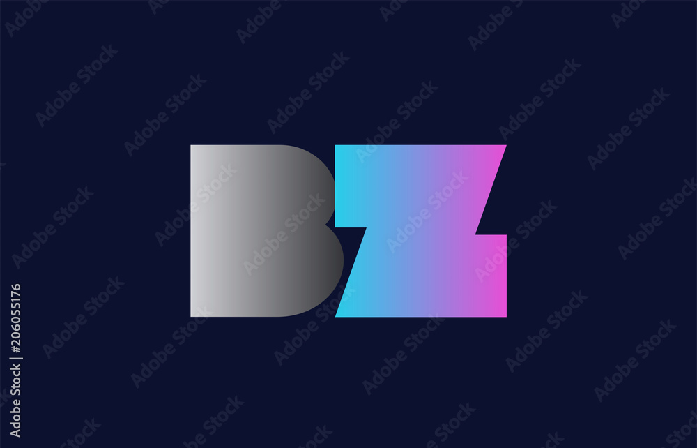 initial alphabet letter bz b z logo company icon design