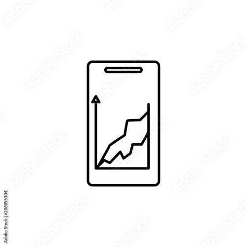 growth chart in a smart phone icon. Element of mobile banking for smart concept and web apps. Thin line growth chart in a smart phone icon can be used for web and mobile