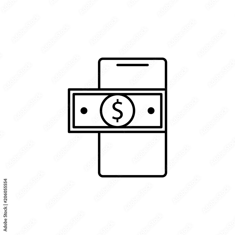 money in mobile banking icon. Element of mobile banking for smart concept and web apps. Thin line money in mobile banking icon can be used for web and mobile money in mobile banking icon. Element of mobile banking for smart concept and web apps. Thin line money in mobile banking icon can be used for web and mobile