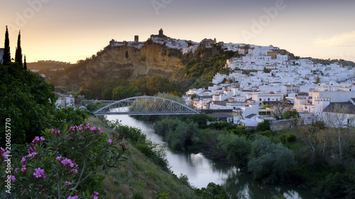 Fotografie View of Arcos de la Frontera at sunset, Andalucia, Spain