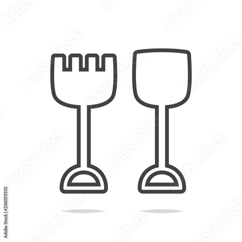 Sand shovel line icon vector