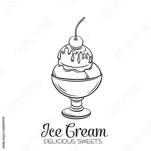 Vector hand drawn ice cream balls