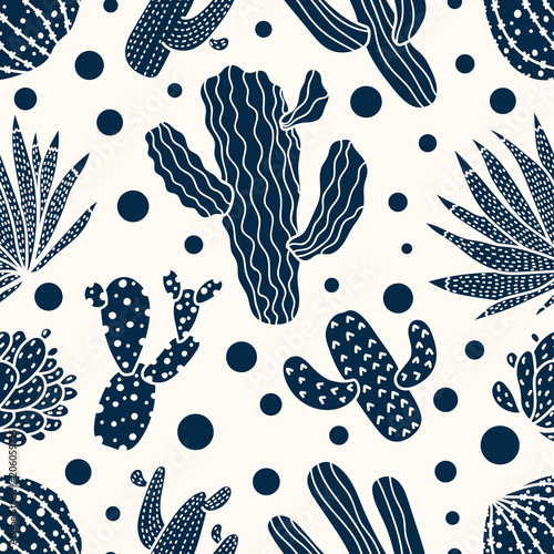Cactus seamless pattern.
