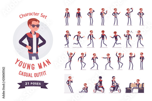 Young man ready-to-use character set