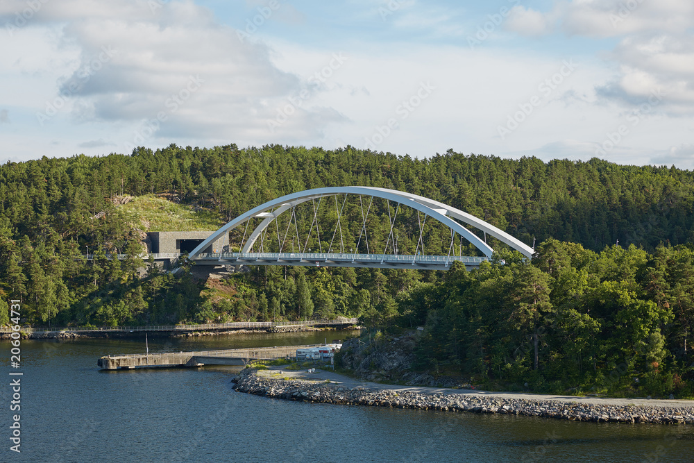 Bright day and bridge in the Stockholm archipelago Bright day and bridge in the Stockholm archipelago